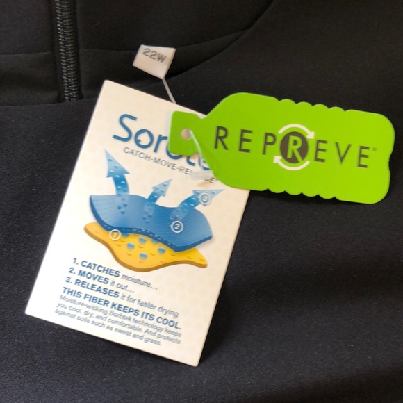 REPREVE sz 24W Little Black Dress White Pleat Sleeve ECORecycle FastDry $180 NEW - Picture 15 of 17